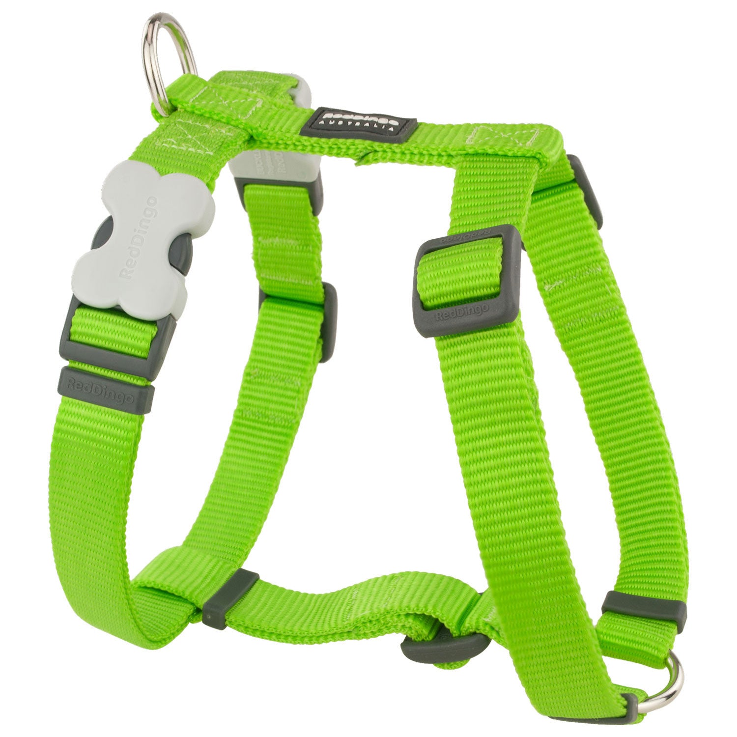 Small/medium pet harness in Green and red Web fabric